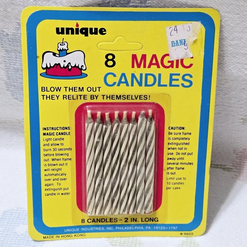 Birthday Trick Candles, Re-lighting Trick Wicks 2-pack NOS Vintage READ